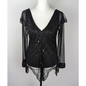 Viintage Scala Beaded Top/blouse S Gatsby,90's,Art deco,Witchy,Flapper,Rare